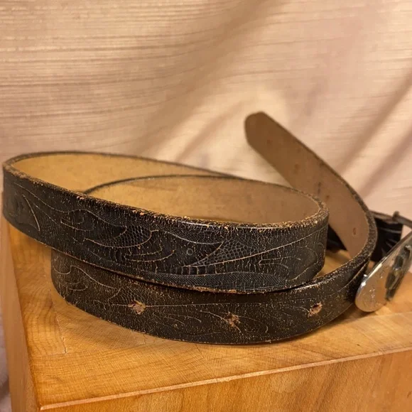 Handmade Ranchero leather vintage belt w/buckle